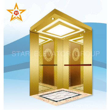 Mrl Passenger Elevator with Golden Mirror Gravure